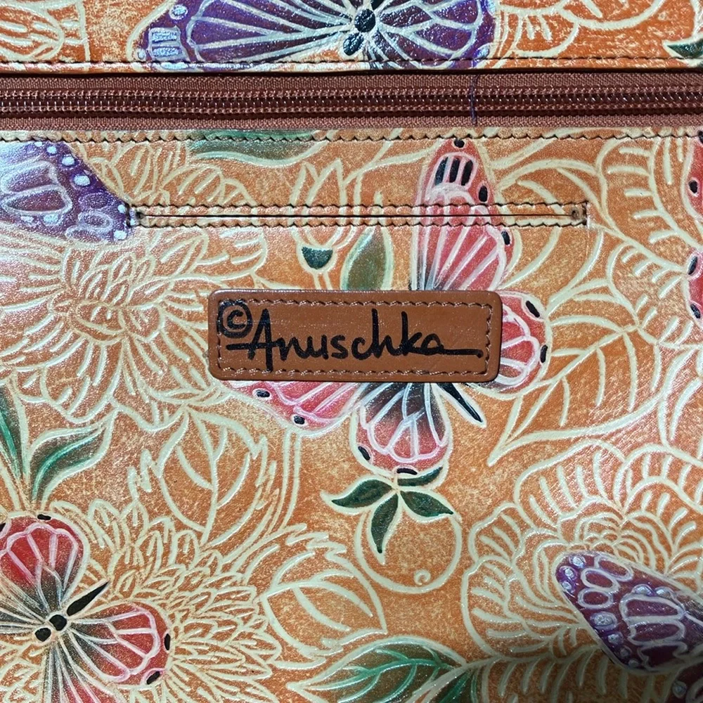 Anuschka Vibrant Orange Butterfly Crossbody/Shoulder Bag